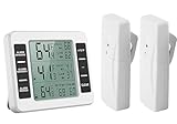 Drahtloses Digitales Hörbares Kühlschrankthermometer Gefrierschrank Thermometer mit 2-teiliger Sensor-Min-Maximum-Anzeige…