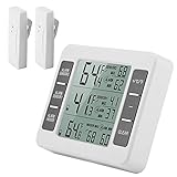 Kühlschrank Thermometer, Außen Thermometer Gefrierschrank Thermometer Kühlschrankthermometer mit 2 Kabellosen…