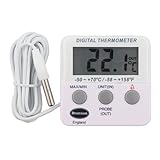 Brannan Digitales Kühl-/Gefrierschrankthermometer mit Temperaturwarnalarm und Max-Min-Temperatur - Kühlschranktemperaturthermometer…