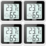 4x Mini Thermometer Hygrometer Innenraum digital – Temperatur- & Luftfeuchtigkeitsmesser – Komfortanzeige…